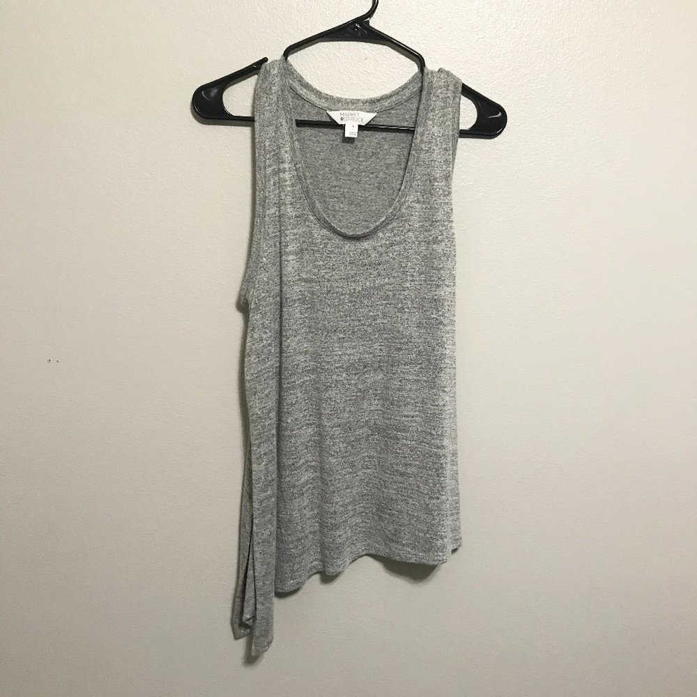 MARKET & SPRUCE Gray Scoop Neck Asymmetrical Hem Jersey Tank Top Size XL